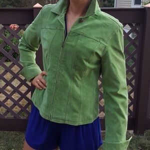 CARVILLE Green leather blazer/jacket